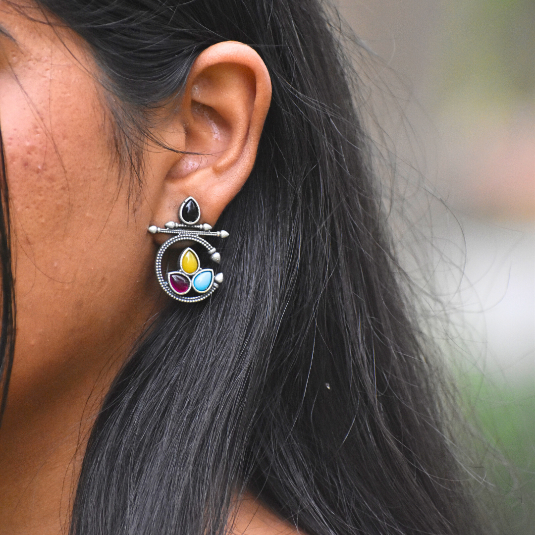 Combo of 10 Silver Oxidised Earring & Mini Photo Frame With Free Wood Box